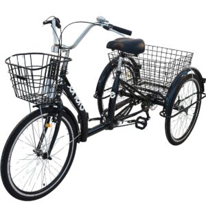 TRIRATIS DVIRATIS 24 JUODAS SHIMANO 7 PAVARŲ ŽEMAS RĖMAS 1060972 1060972