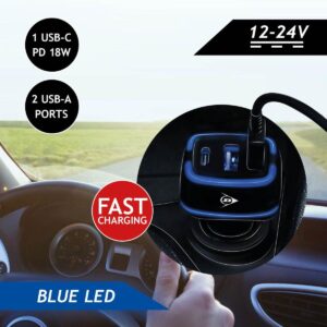AUTOMOBILINIS ĮKROVIKLIS MULTI 2x USB A + USB C DUNLOP 242194 - Image 3