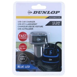 AUTOMOBILINIS ĮKROVIKLIS MULTI 2x USB A + USB C DUNLOP 242194 - Image 8