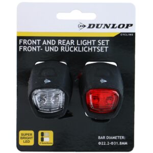 SILIKONINIŲ LED DVIRAČIO ŽIBINTŲ RINKINYS PRIEKINIS IR GALINIS BLACK DUNLOP 346205 - Image 4