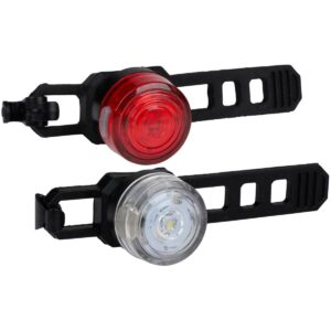 SILIKONINIŲ LED DVIRAČIO ŽIBINTŲ RINKINYS PRIEKINIS IR GALINIS APVALŪS BLACK DUNLOP 346212