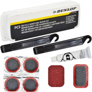DVIRAČIO KAMERŲ REMONTO RINKINYS LOPAI IR KLIJAI 9 ELEMENTAI DĖŽUTĖJE DUNLOP 307206