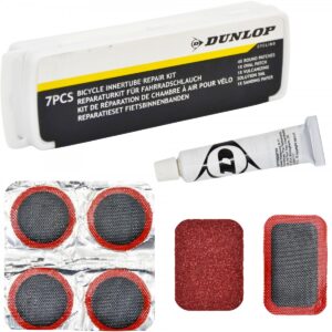 DVIRAČIO KAMERŲ REMONTO RINKINYS LOPAI IR KLIJAI 7 ELEMENTAI DĖŽUTĖJE DUNLOP 307213