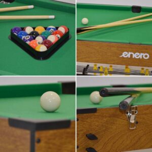 3-IN-1 ŽAIDIMŲ STALAS WOODEN STALO FUTBOLAS BILIARDAS ORO RITULYS 121x61x81CM 1056036 - Image 5