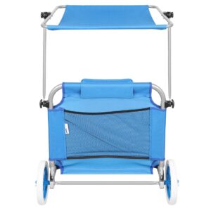 SULANKSTOMAS PAPLŪDIMIO GULTAS SU STOGELIU IR RATUKAIS 116x62x60-90CM MĖLYNAS 1055770 - Image 3