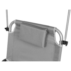 SULANKSTOMAS PAPLŪDIMIO GULTAS SU STOGELIU IR RATUKAIS 116x62x62-90CM PILKAS 1055787 - Image 8