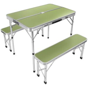 SULANKSTOMAS TURISTINIS STALAS KEMPINGUI 90x60x70CM IR 2 SUOLIUKAI 87x23x39CM ŽALIAS 1048840