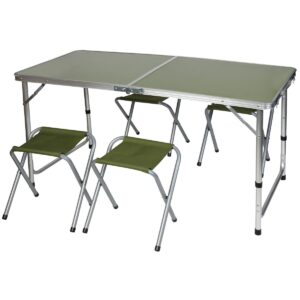 SULANKSTOMAS TURISTINIS STALAS KEMPINGUI 120X60X70/62/55CM + 4 KĖDĖS ŽALIAS 1047386 - Image 2
