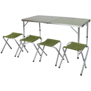 SULANKSTOMAS TURISTINIS STALAS KEMPINGUI 120X60X70/62/55CM + 4 KĖDĖS ŽALIAS 1047386 - Image 3