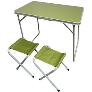 SULANKSTOMAS TURISTINIS KEMPINGO STALAS 80X60X70CM IR 2 KĖDĖS ŽALIAS 1047355