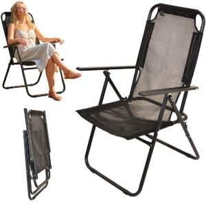 SULANKSTOMA TURISTINĖ KĖDĖ SU PORANKIAIS 61x66x65-108CM JUODA 1065519