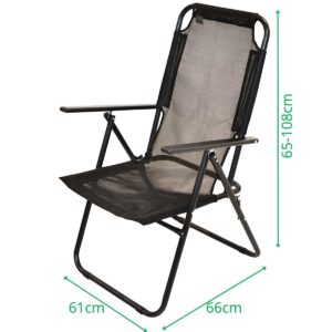 SULANKSTOMA TURISTINĖ KĖDĖ SU PORANKIAIS 61x66x65-108CM JUODA 1065519 - Image 10