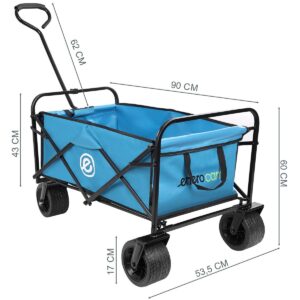 SULANKSTOMAS TURISTINIS PAPLŪDIMIO VEŽIMĖLIS DELUXE 66x48x90CM SU RANKENA MĖLYNAS 1060767 - Image 9