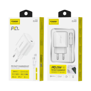 Foneng laidinis įkroviklis EU40 - Type C - PD 25W 3A with Type C to Type C cable baltos spalvos - Image 9