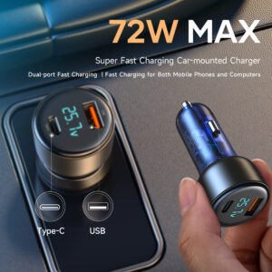 Rock Car charger H16  - USB + Type C - 72W 5A blue - Image 7