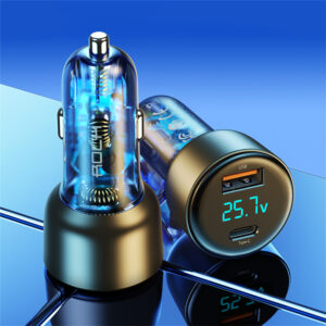 Rock Car charger H16  - USB + Type C - 72W 5A blue - Image 6