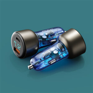 Rock Car charger H16  - USB + Type C - 72W 5A blue - Image 4
