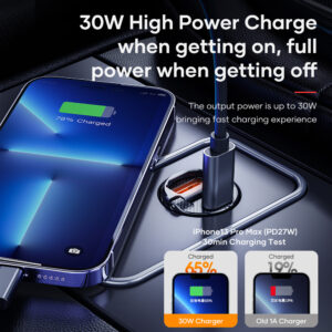 Rock Car charger H18 Mini  - USB + Type C - 30W 3A black - Image 6