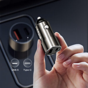 Rock Car charger H20  - USB + Type C - 15W 3A dark grey - Image 4
