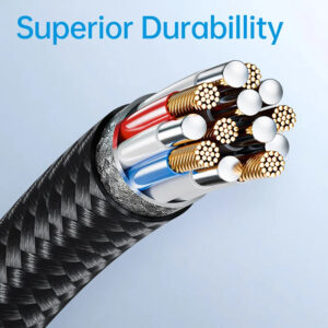 Rock Cable Deep Indigo Series braided - Type C to Type C - PD 60W 2 metres juodos spalvos - Image 3