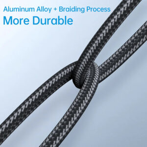 Rock Cable Deep Indigo Series braided - Type C to Type C - PD 100W 1,2 metres juodos spalvos - Image 2