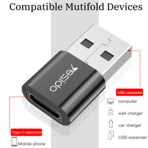 Yesido Adapter OTG GS09 - USB (male) to Type C (female) - juodos spalvos - Image 7