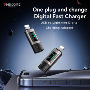 Yesido Adapter OTG GS25 - Lightning (male) to Type C (female) - with LCD display juodos spalvos - Image 2