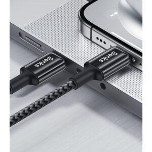 Benks Cable D49 braided - Type C to Type C - PD 60W 3A 1,2 metres juodos spalvos - Image 9