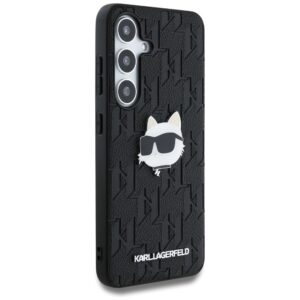 Original Pouch KARL LAGERFELD Leather Monogram Pin Logo Choupette Head skirtas Samsung Galaxy S25 juodos spalvos - Image 4