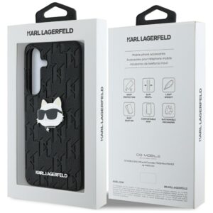 Original Pouch KARL LAGERFELD Leather Monogram Pin Logo Choupette Head skirtas Samsung Galaxy S25 juodos spalvos - Image 8
