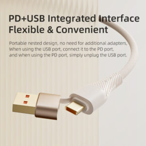 Rock Cable G20 Transparency Series braided 5in1 - USB, Type C to Type C, Lightning, Micro USB - PD 100W 5A 1,5 metres juodos spalvos - Image 2