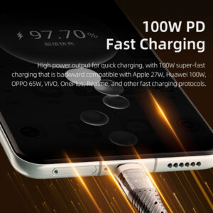 Rock Cable G20 Transparency Series braided 5in1 - USB, Type C to Type C, Lightning, Micro USB - PD 100W 5A 1,5 metres juodos spalvos - Image 4