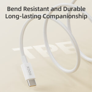 Rock Cable P8 Basic Series - Type C to Lightning - PD 27W 3A 1 metre baltos spalvos - Image 2
