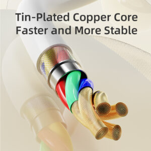 Rock Cable P8 Basic Series - Type C to Lightning - PD 27W 3A 1 metre baltos spalvos - Image 3