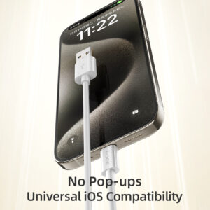 Rock Cable P8 Basic Series - USB to Lightning - 12W 2,4A 1 metre baltos spalvos - Image 2