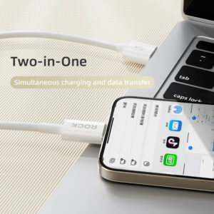 Rock Cable P8 Basic Series - USB to Lightning - 12W 2,4A 1 metre baltos spalvos - Image 5