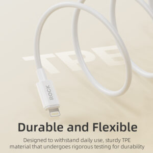 Rock Cable P8 Basic Series - USB to Lightning - 12W 2,4A 1 metre baltos spalvos - Image 8