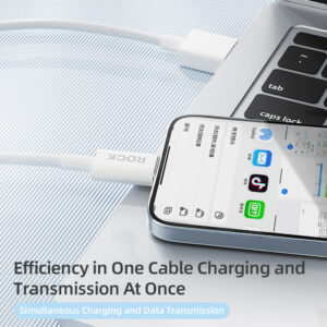 Rock Cable Z20 Flash Charge Series braided - USB to Lightning - 2,4A 1 metre baltos spalvos - Image 6