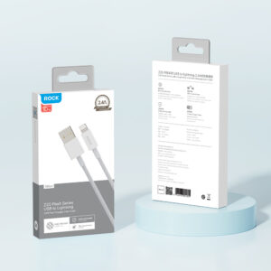 Rock Cable Z20 Flash Charge Series braided - USB to Lightning - 2,4A 1 metre baltos spalvos - Image 8