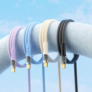 Rock Cable Z21 Transparency Series braided - Type C to Type C - PD 100W 6A 1,2 metres juodos spalvos - Image 3