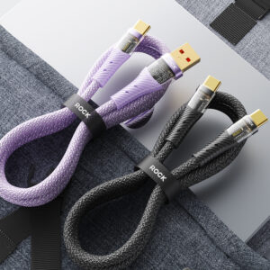 Rock Cable Z21 Transparency Series braided - Type C to Type C - PD 100W 6A 1,2 metres juodos spalvos - Image 4