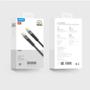 Rock Cable Z21 Transparency Series braided - Type C to Type C - PD 100W 6A 1,2 metres juodos spalvos - Image 5