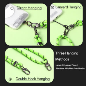 Rock Universal phone lanyard Glow in the Dark long, neck strap green - Image 7