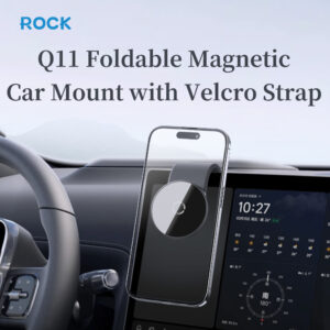 Rock Magnetic car holder Q11 with stick-on base with velcro to dashboard juodos spalvos - Image 5