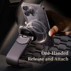 Rock Magnetic car holder Q11 with stick-on base with velcro to dashboard juodos spalvos - Image 9
