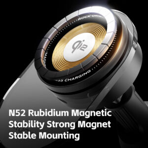 Rock Magnetic car holder W36 Qi2 induction to air vent juodos spalvos - Image 3