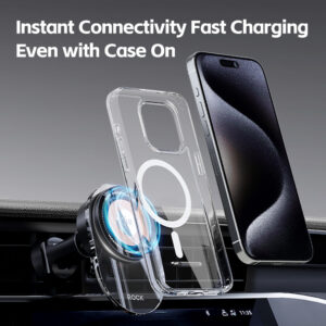 Rock Magnetic car holder W36 Qi2 induction to air vent juodos spalvos - Image 7