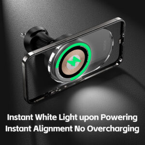 Rock Magnetic car holder W36 Qi2 induction to air vent juodos spalvos - Image 8