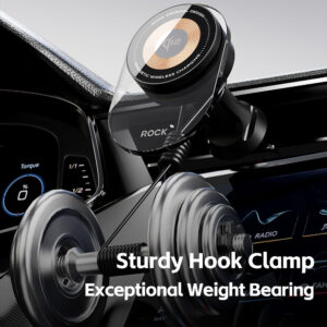 Rock Magnetic car holder W36 Qi2 induction to air vent juodos spalvos - Image 9