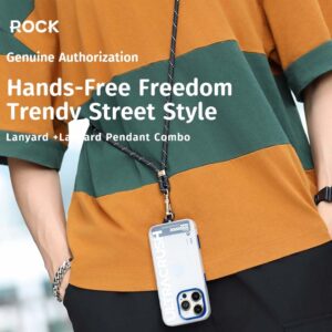 Rock Universal phone lanyard long, neck strap juodos spalvos - Image 2